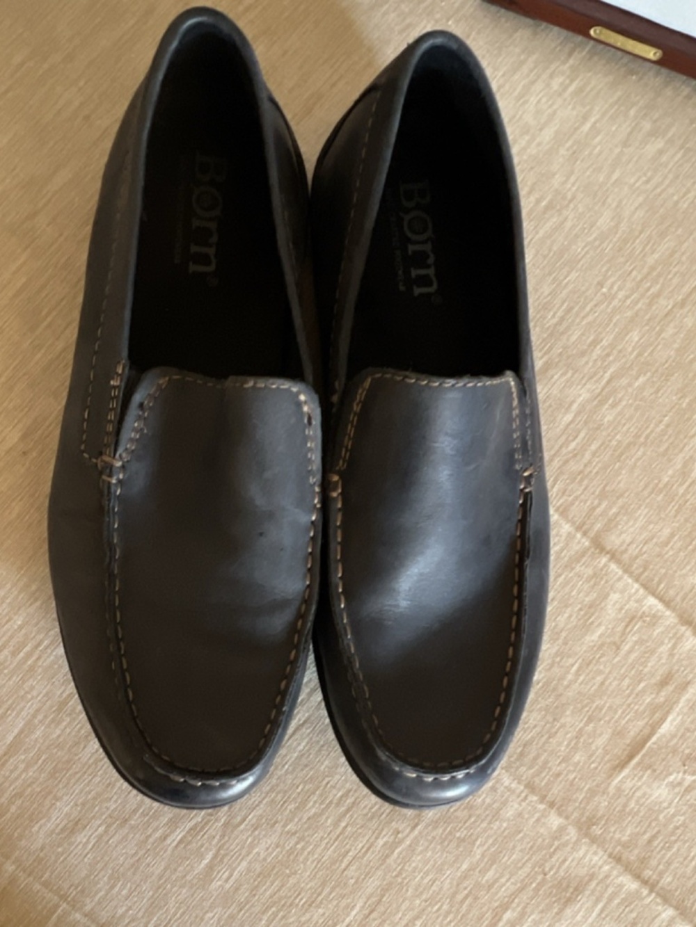 Born Men's Matte Black Leather Slip-On Loafer Shoes